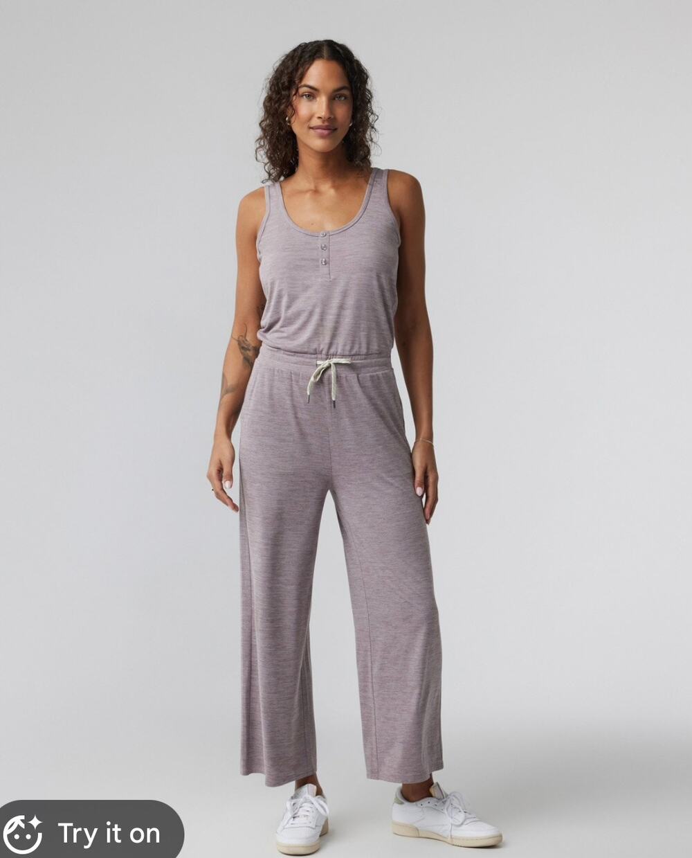 Vuori Falls Jumpsuit in Rosemary Heather / Purple- Wide Leg Ankle Length Size M